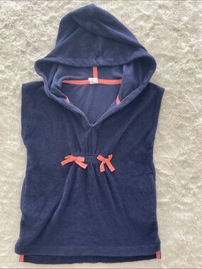 SALE! Baby GAP Navy Hooded Terry Swim Cover-Up with Coral Trim Size 2T